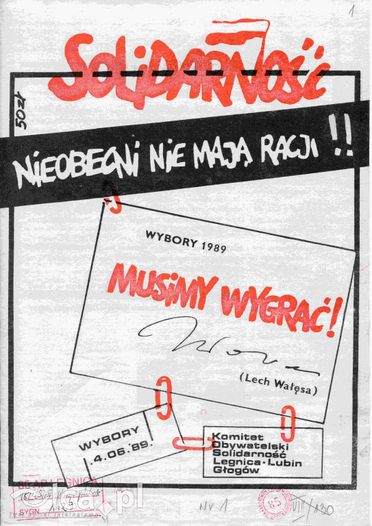 Plakaty, ulotki i wycinki prasowe z 1989 roku