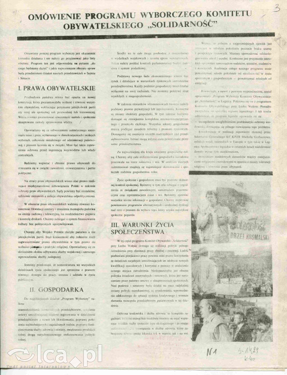 Plakaty, ulotki i wycinki prasowe z 1989 roku