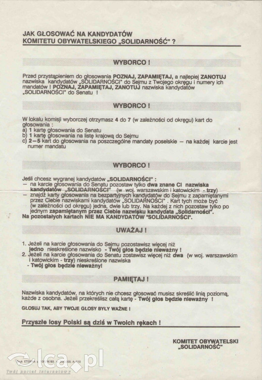 Plakaty, ulotki i wycinki prasowe z 1989 roku