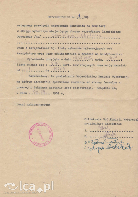 Plakaty, ulotki i wycinki prasowe z 1989 roku