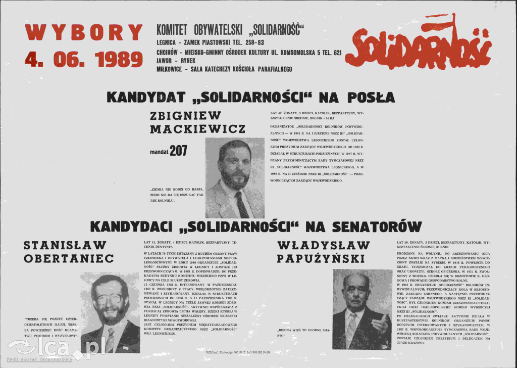 Plakaty, ulotki i wycinki prasowe z 1989 roku