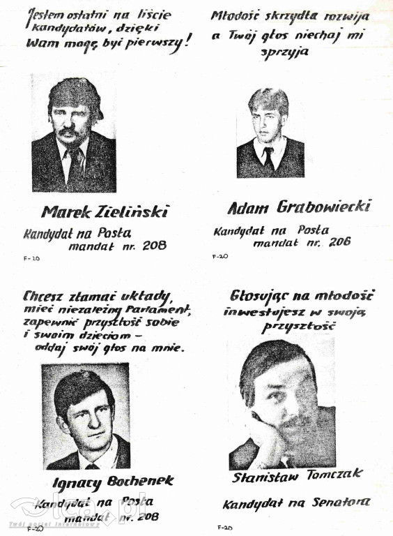 Plakaty, ulotki i wycinki prasowe z 1989 roku