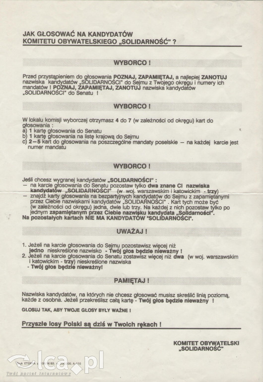 Plakaty, ulotki i wycinki prasowe z 1989 roku