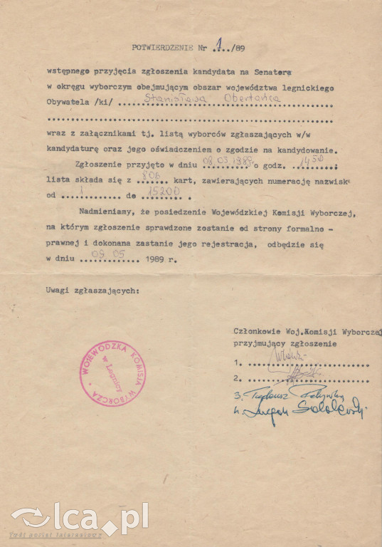 Plakaty, ulotki i wycinki prasowe z 1989 roku