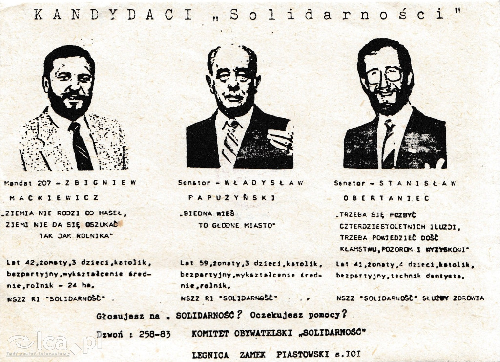 Plakaty, ulotki i wycinki prasowe z 1989 roku
