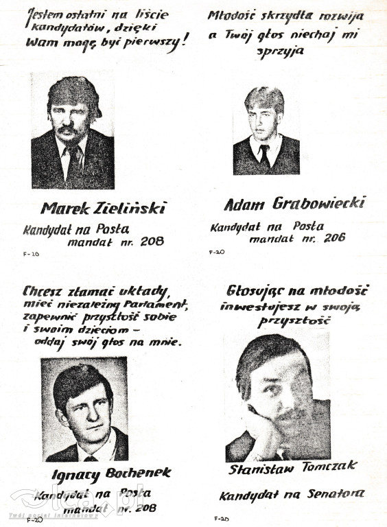 Plakaty, ulotki i wycinki prasowe z 1989 roku