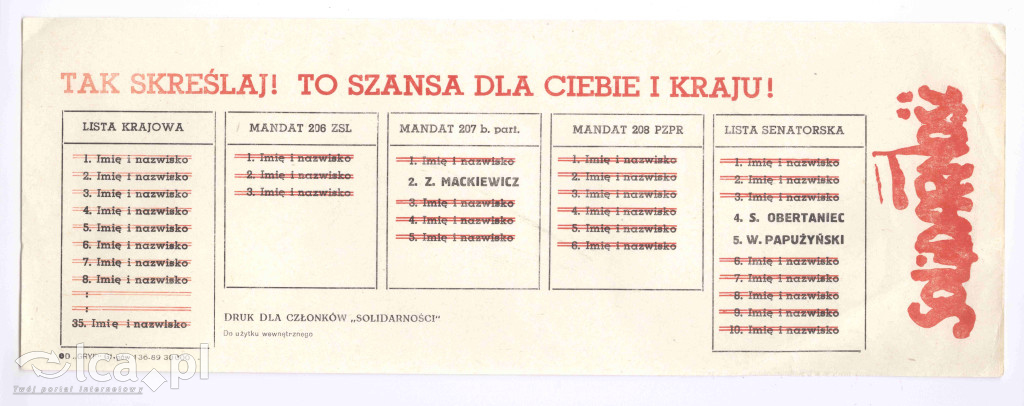 Plakaty, ulotki i wycinki prasowe z 1989 roku