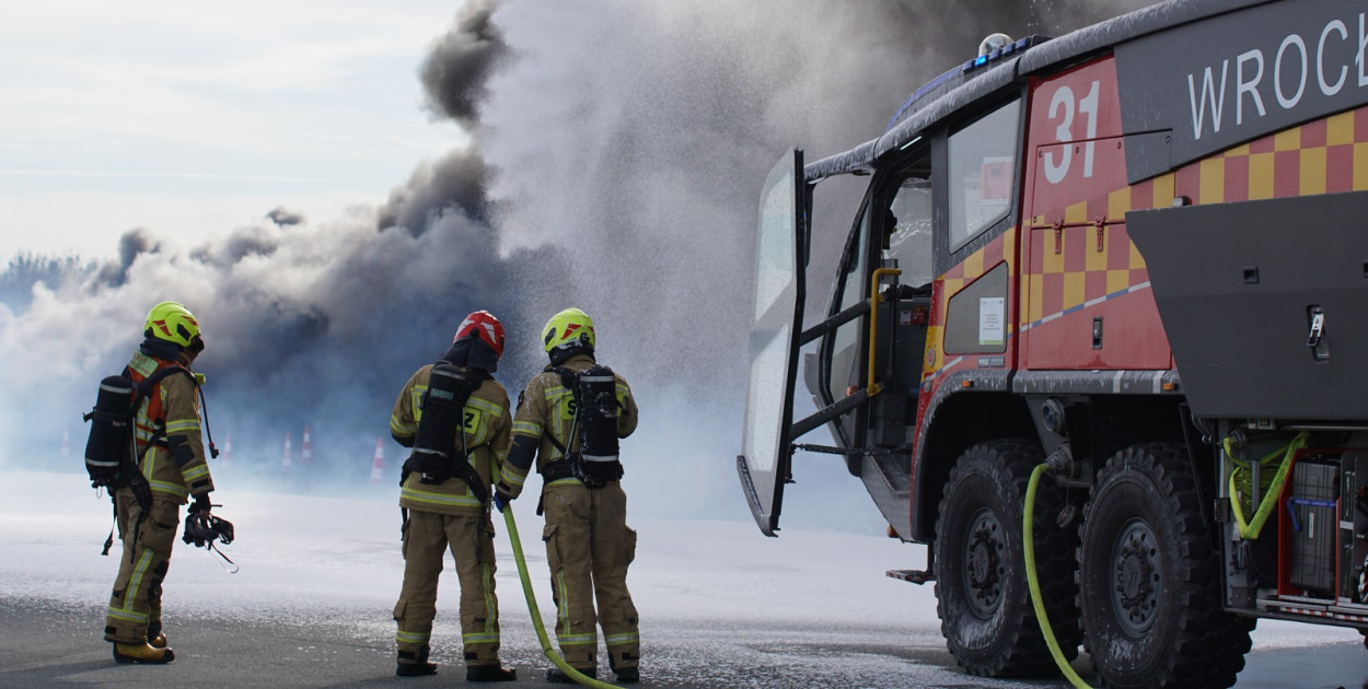 Tak wyglądały ćwiczenia na wrocławskim lotnisku