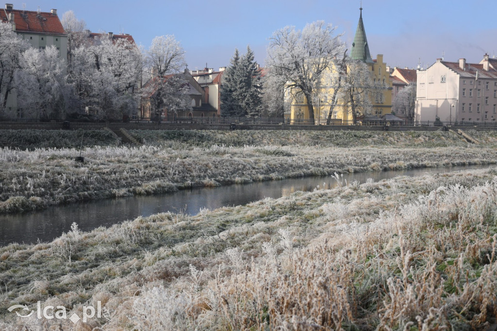 Szadź nad jeziorem i na brzegach Kaczawy