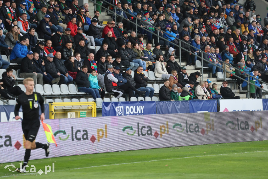 Kibice na meczu Miedź Legnica - Polonia Bytom