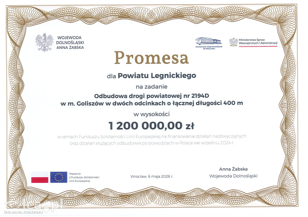 Unijne wsparcie dla powiatu legnickiego