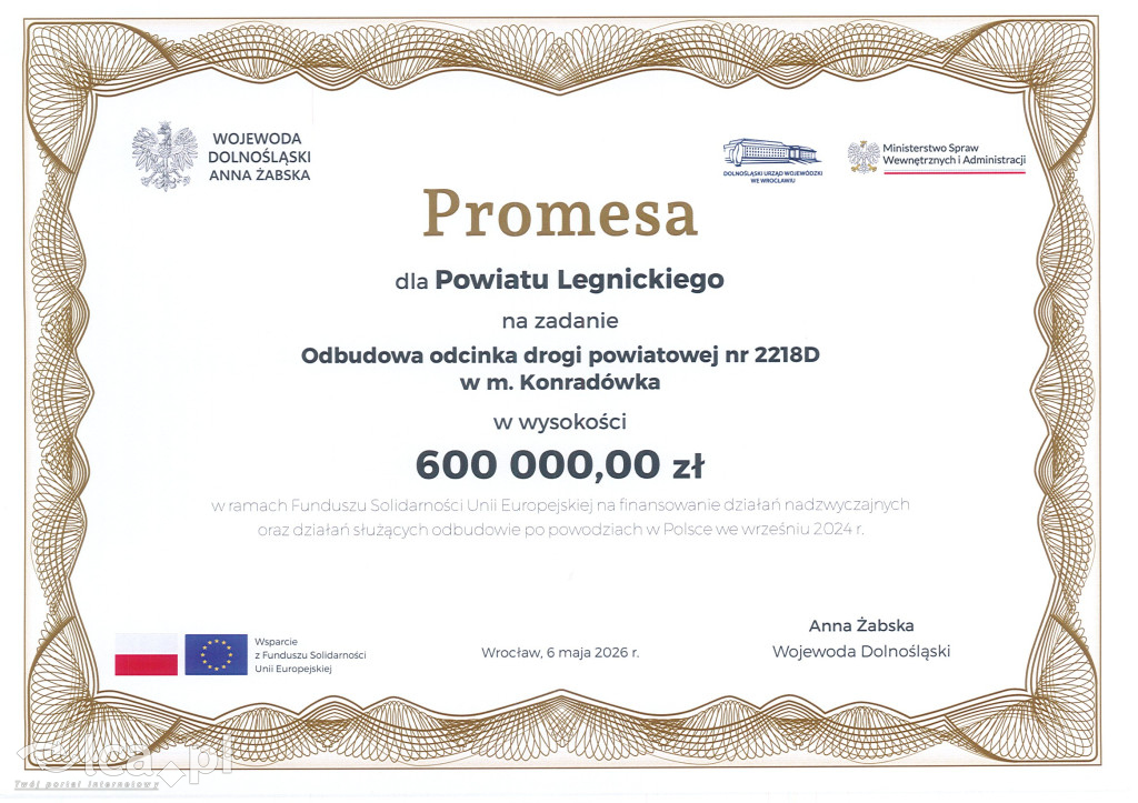 Unijne wsparcie dla powiatu legnickiego