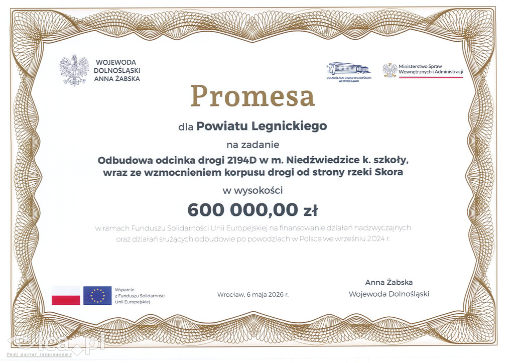 Unijne wsparcie dla powiatu legnickiego