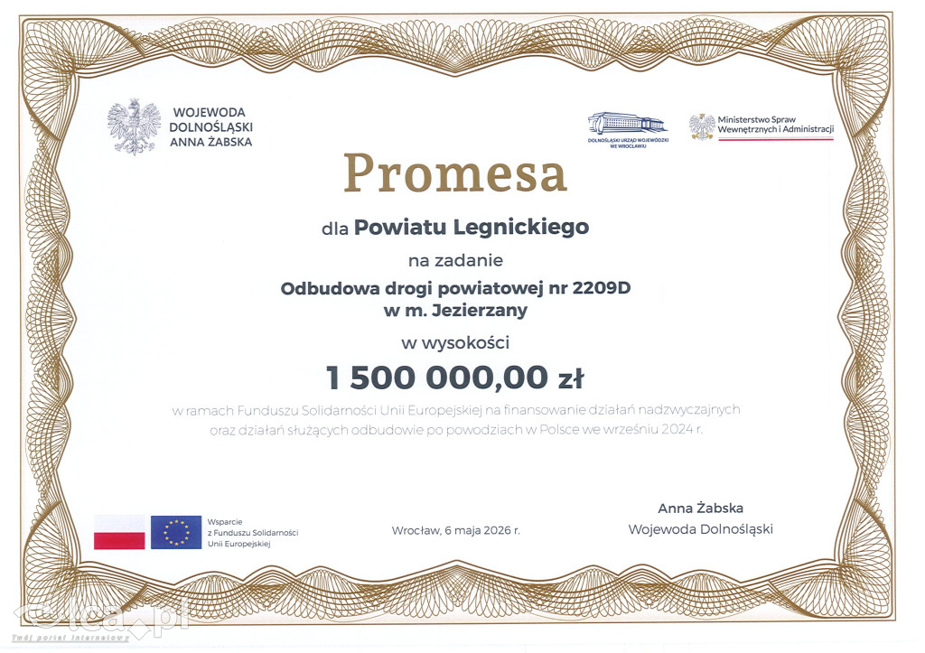 Unijne wsparcie dla powiatu legnickiego