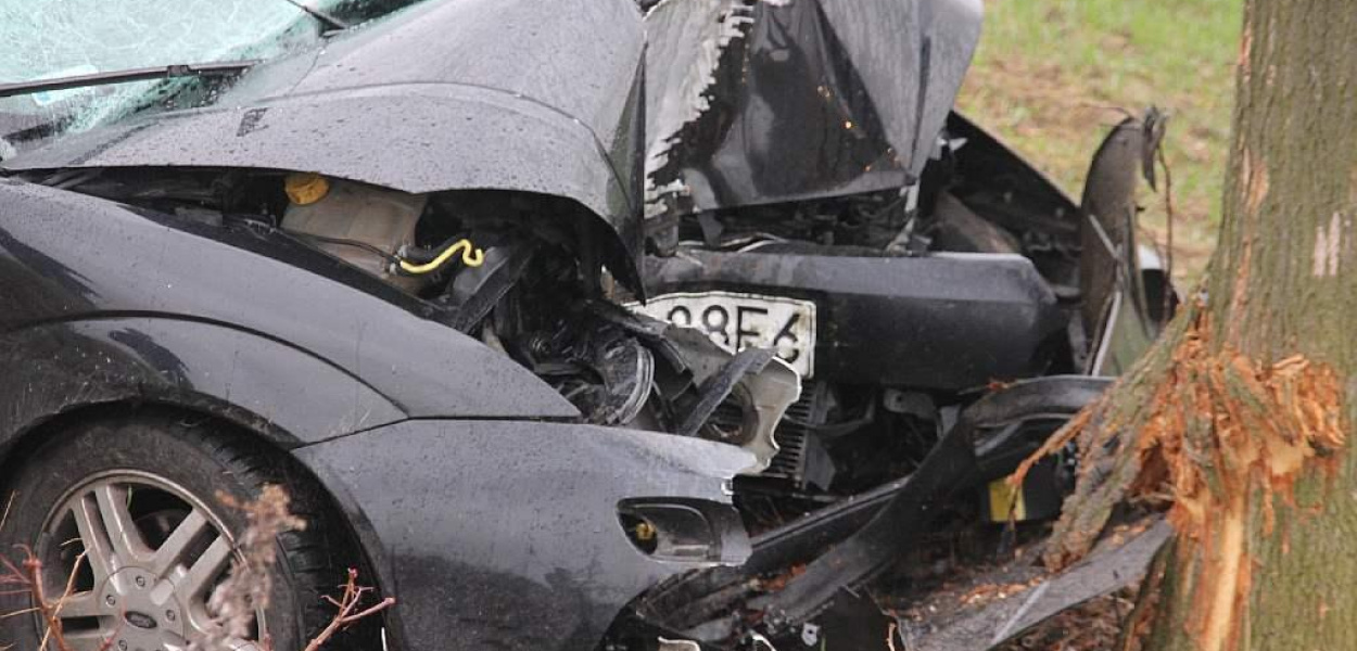 Wypadek pod Legnicą. Kobieta wjechała w drzewo