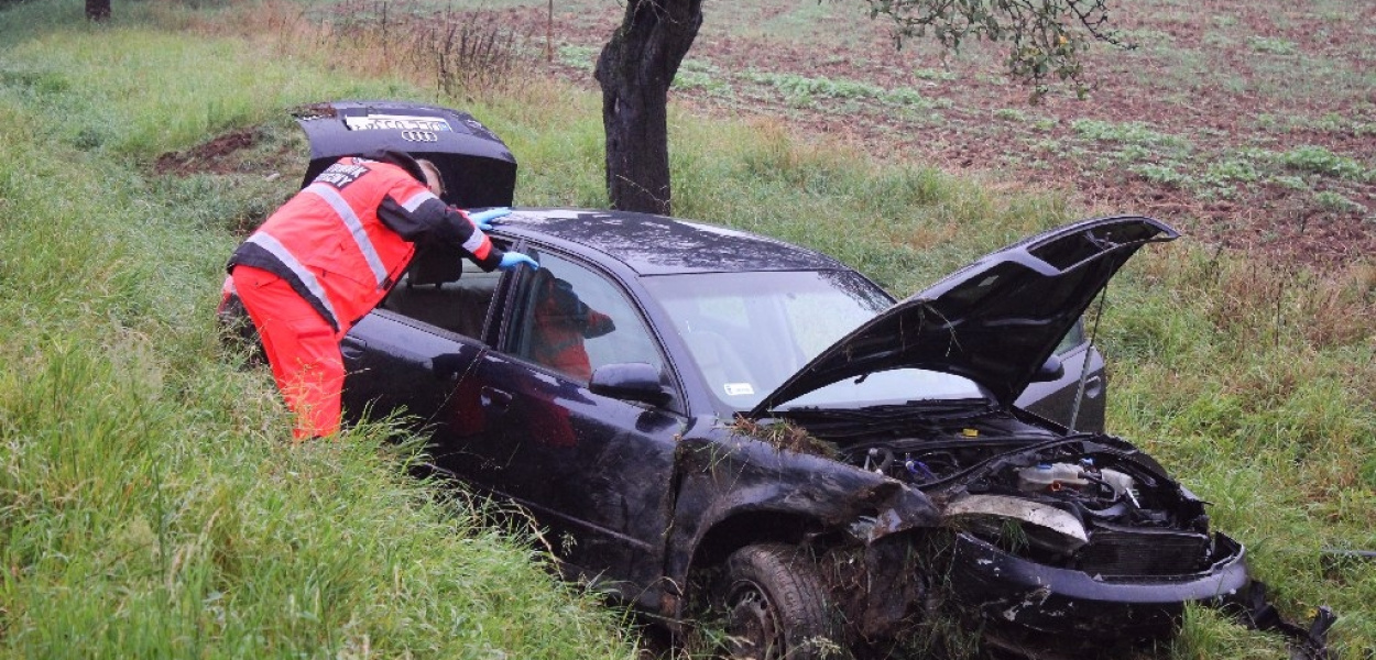 Audi dachowało pod Pątnowem Legnickim
