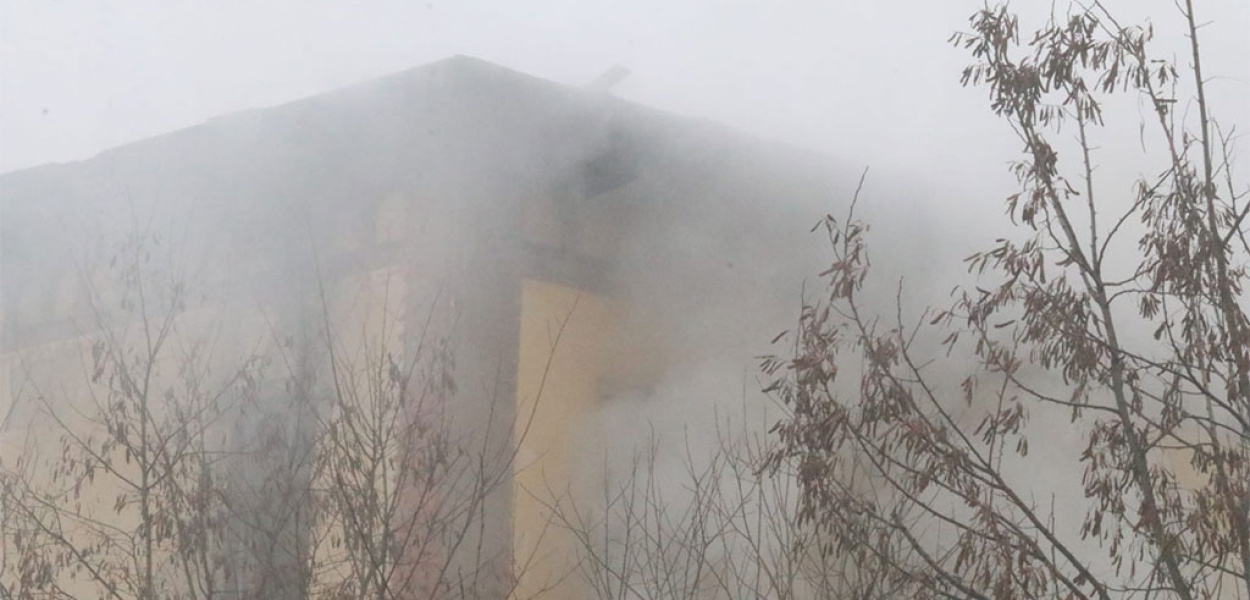 Pożar pustostanu przy ulicy Lindego