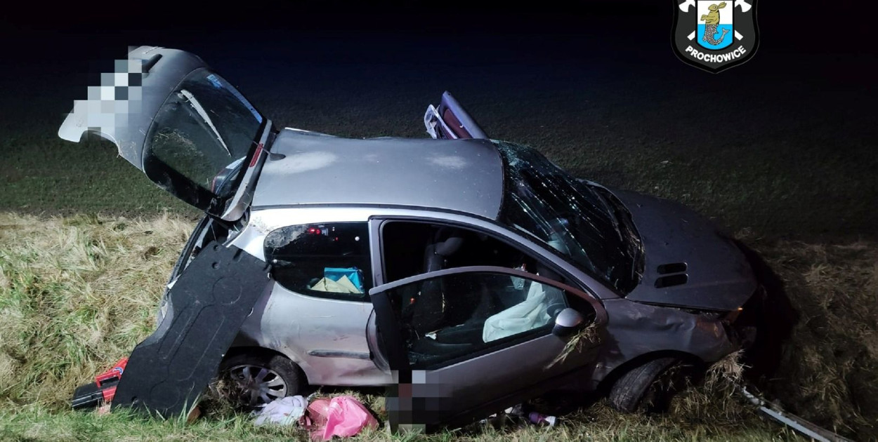 Peugeot i Ford w rowach po zderzeniu na DK94 (źródło: Fb SP Prochowice