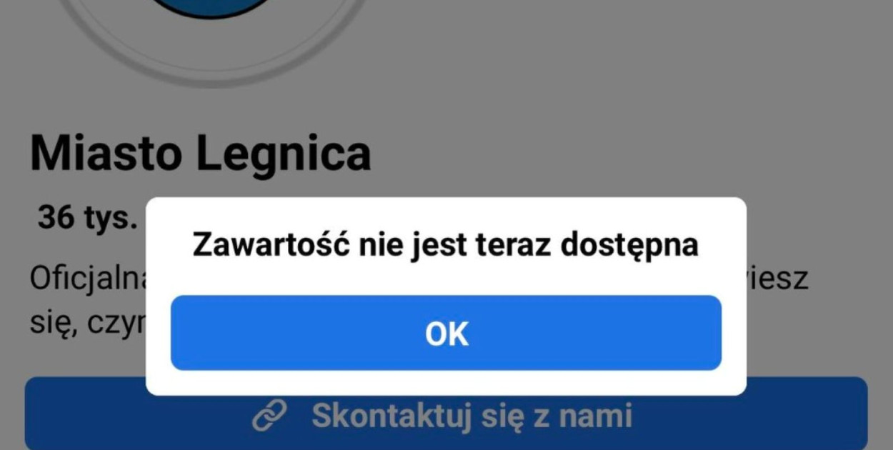 Czy urząd miasta cenzuruje Facebooka? (screen Facebook)