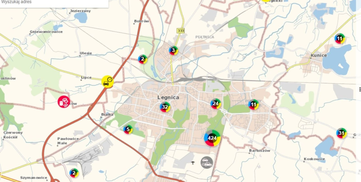 387 zgłoszeń na Krajowej Mapie Zagrożeń (źródło: KMP Legnica)