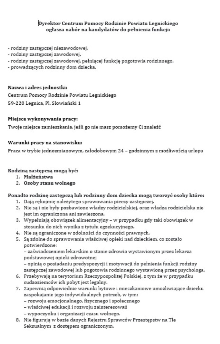 Powiat legnicki pilnie szuka rodzin zastępczych