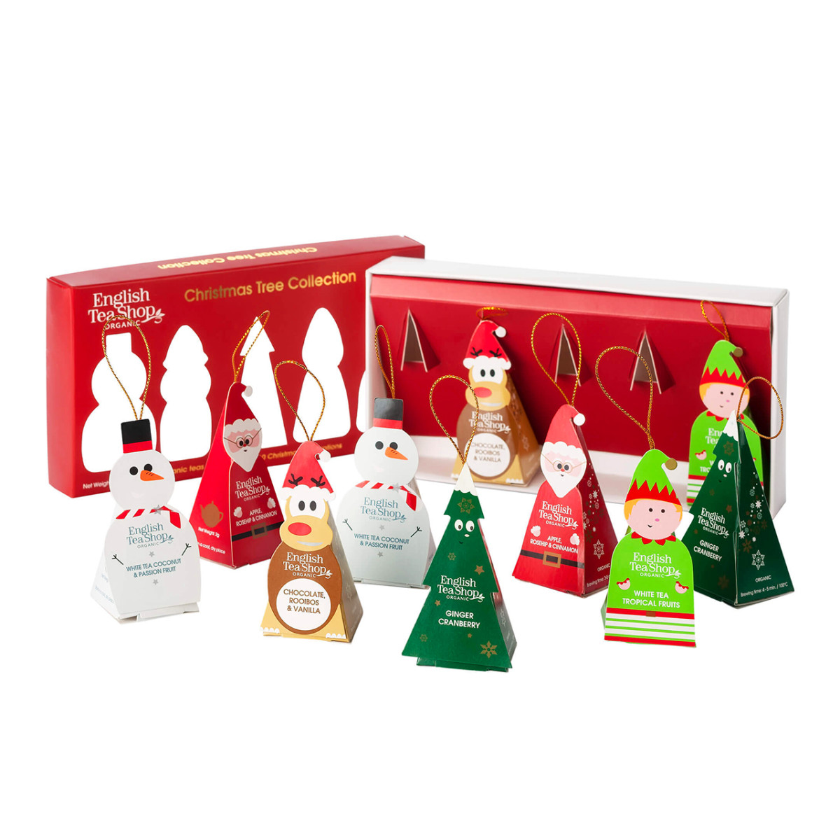 Kolekcja zawieszek na choinkę z herbata