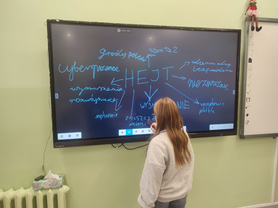 Uczniowie SP 19 rozmawiali z policjantką o hejcie (źródło : KMP Legnica)