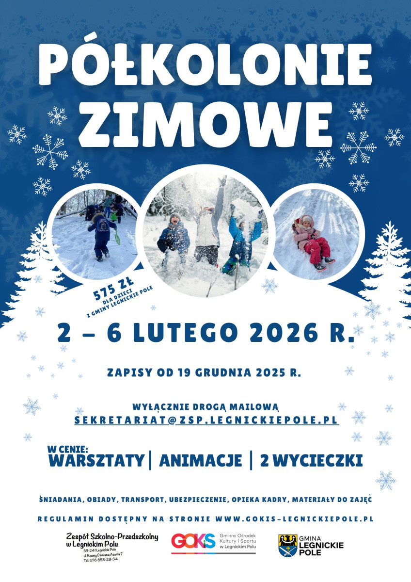 Półkolonie zimowe 2026 w Legnickim Polu (mat. prasowe)