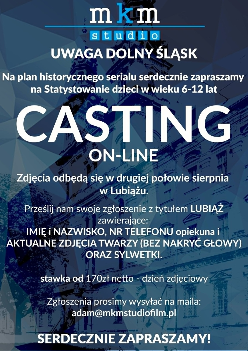 Szukają dzieci w wieku 6-12 lat do serialu kręconego w Lubiążu (mat. prasowe)