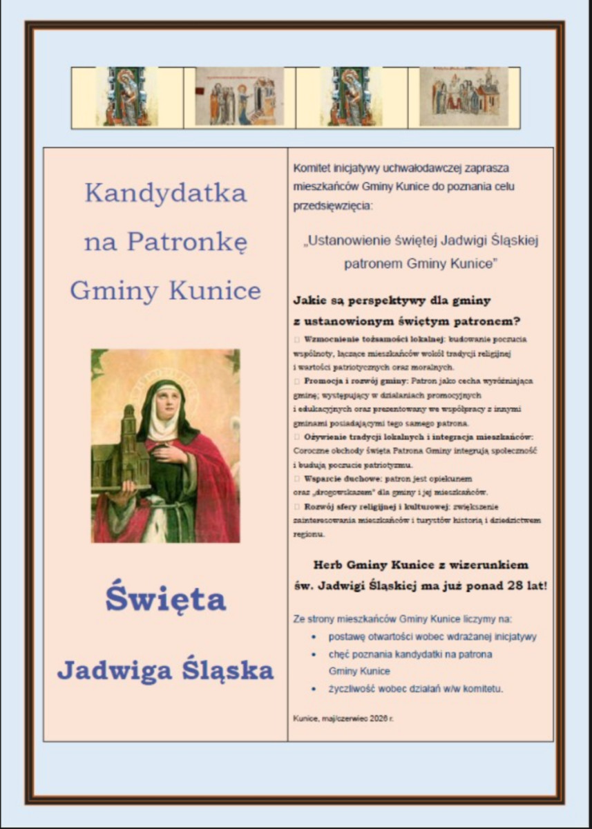 Święta Jadwiga zostanie patronką gminy Kunice? (mat. prasowe)