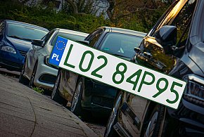 Tablice z zielonymi napisami na kolejnych autach. Nie chodzi o "elektryki"-119972