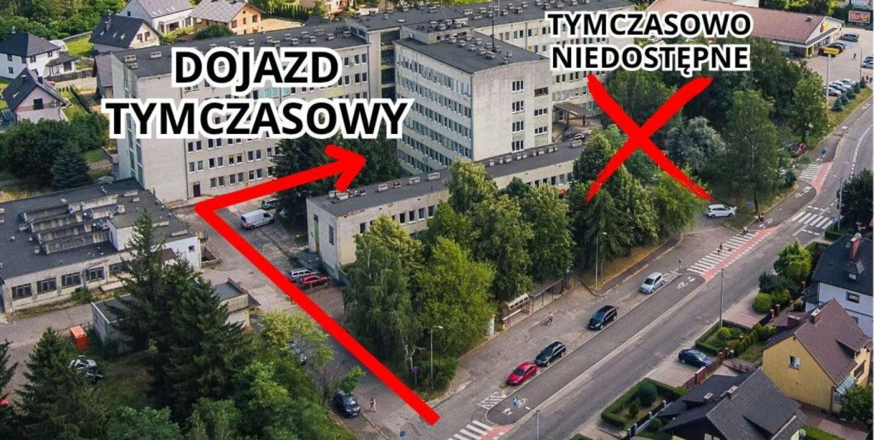 Zmiana dojazdu do izby przyjęć w szpitalu w Złotoryi (mat. prasowe)