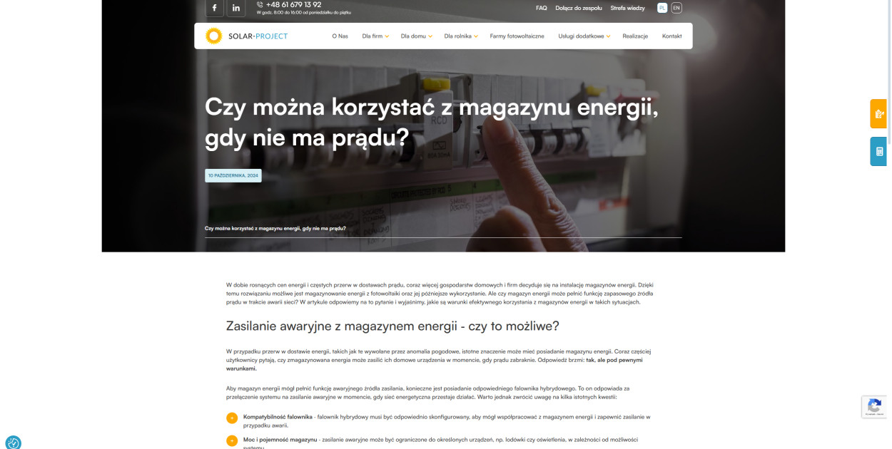 Solar-Project - Czy magazyn energii działa bez prądu