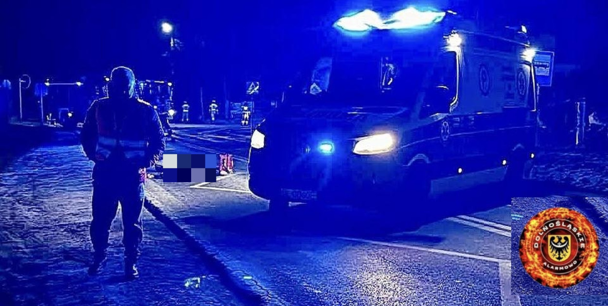 Tragedia na drodze w Gniewomirowicach (źródło: Dolnośląskie Alarmowo)