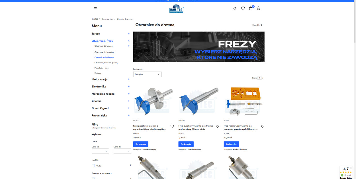 Otwornice do drewna w pracach stolarskich i montażowych