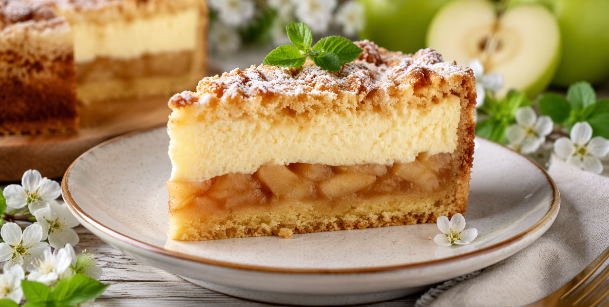 Serniko-jabłecznik na kruchym spodzie — wiosna na talerzu