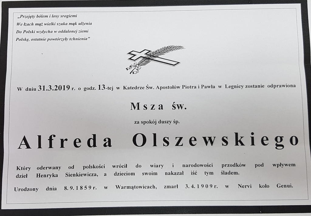 Msza św. za spokój duszy śp. Alfreda Olszewskeigo- FOTO: (lca.pl)